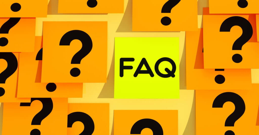 Visual showing question marks and the word FAQ