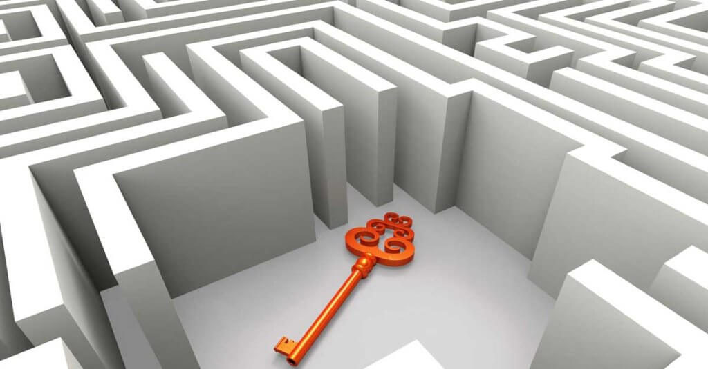 Key in the center of a maze