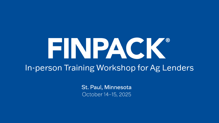 FINPACK In-person Training Workshop for Ag Lenders. St. Paul, Minnesota, Ooctoner 14-15, 2025